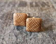 Load image into Gallery viewer, Irish Whiskey Barrel Cufflinks &amp; Tie Clip Set from Whiskey Woodcraft
