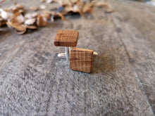 Load image into Gallery viewer, Square Irish Whiskey Barrel Wooden Cufflinks with Keyring
