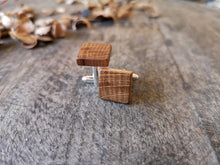 Load image into Gallery viewer, Square Irish Whiskey Barrel Wooden Cufflinks with Keyring