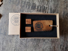 Load image into Gallery viewer, Square Irish Whiskey Barrel Wooden Cufflinks with Keyring