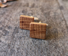 Load image into Gallery viewer, Square Irish Whiskey Barrel Wood Cufflinks from Whiskey Woodcraft

