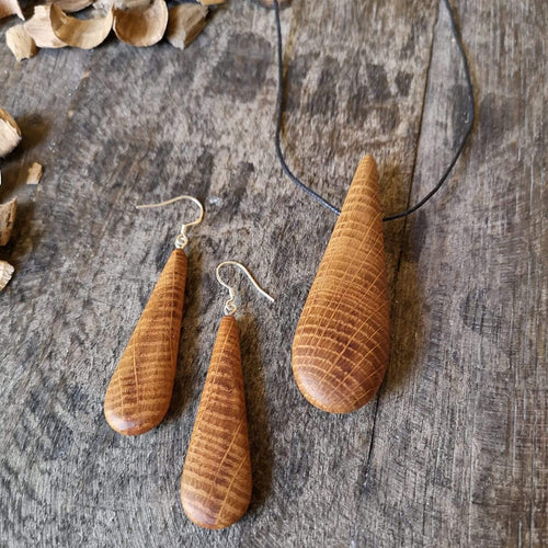 Necklace and Earrings Set from Whiskey Woodcraft