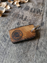 Load image into Gallery viewer, Square Irish Whiskey Barrel Wooden Cufflinks with Keyring
